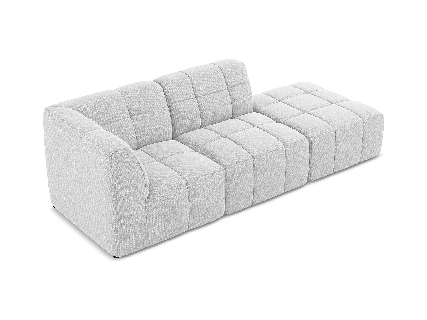 Canapé d'angle 3 places modulaire droit en tissu bouclette - argent - ALOHA