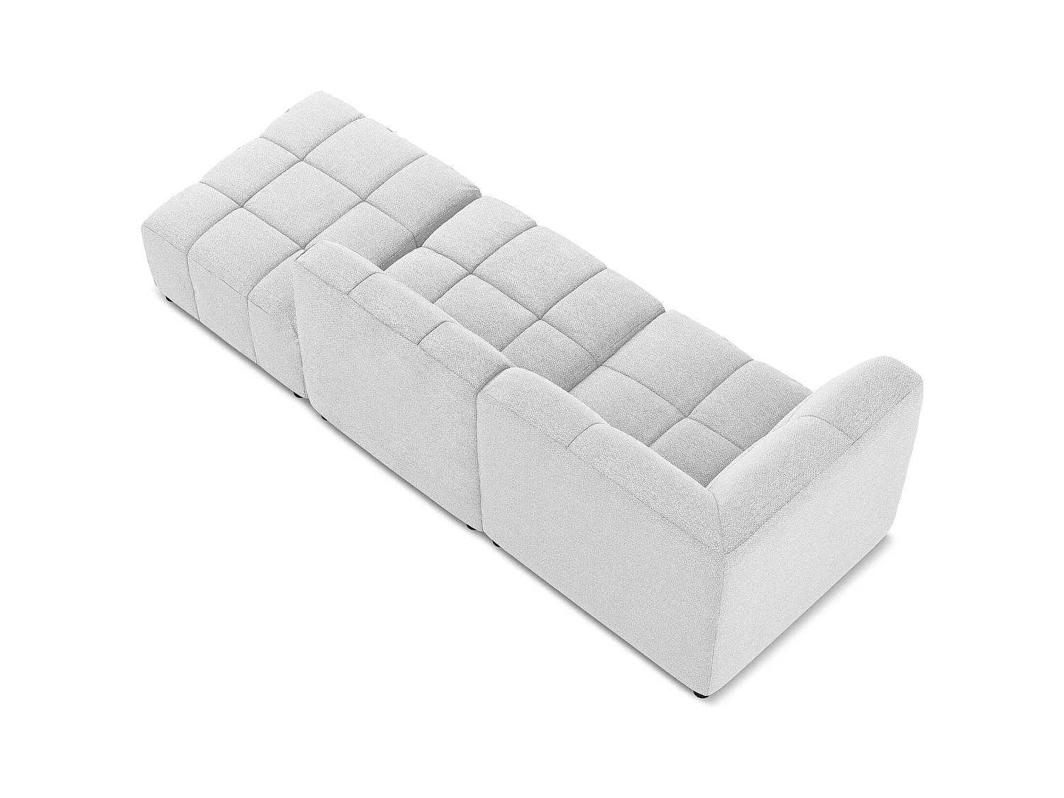 Canapé d'angle 3 places modulaire droit en tissu bouclette - argent - ALOHA