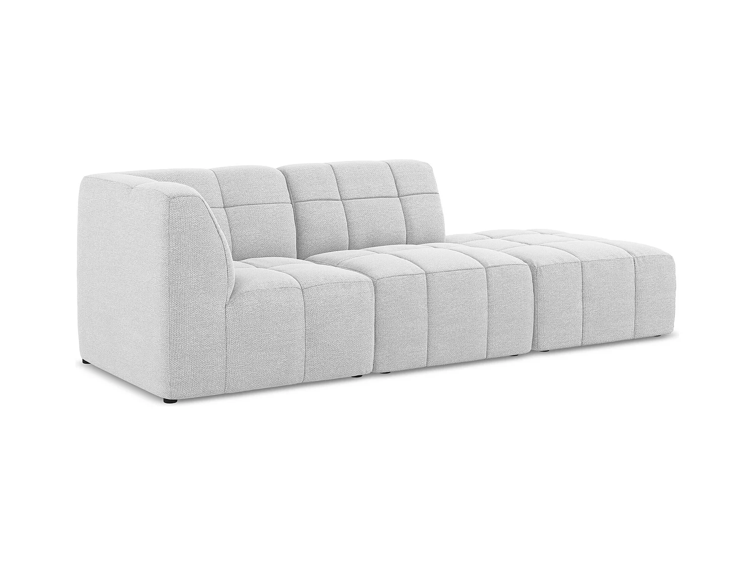 Canapé d'angle 3 places modulaire droit en tissu bouclette - argent - ALOHA