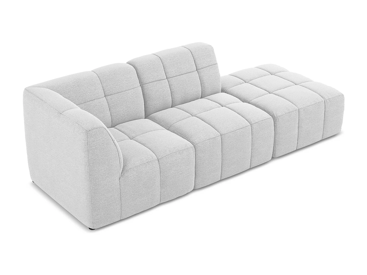 Canapé d'angle 3 places modulaire droit en tissu bouclette - argent - ALOHA