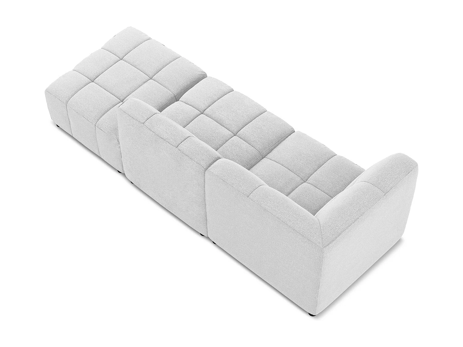 Canapé d'angle 3 places modulaire droit en tissu bouclette - argent - ALOHA