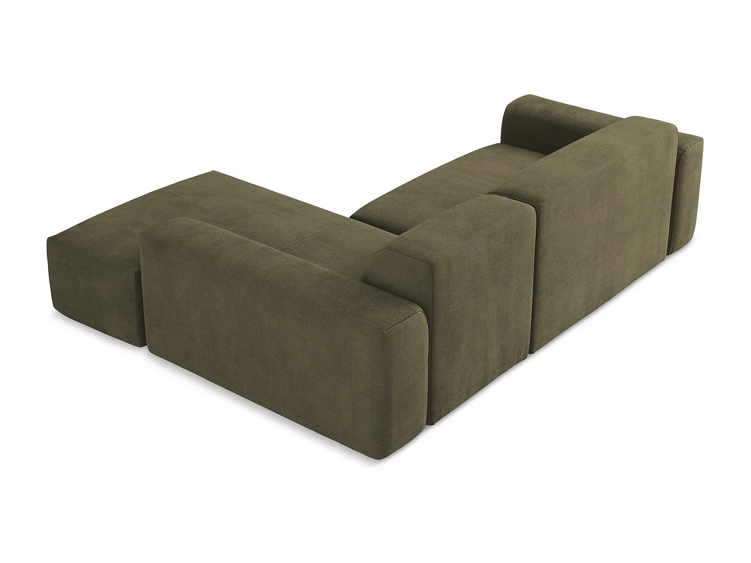 Canapé d'angle 3 places modulaire droit en tissu texturé - olive - KELI