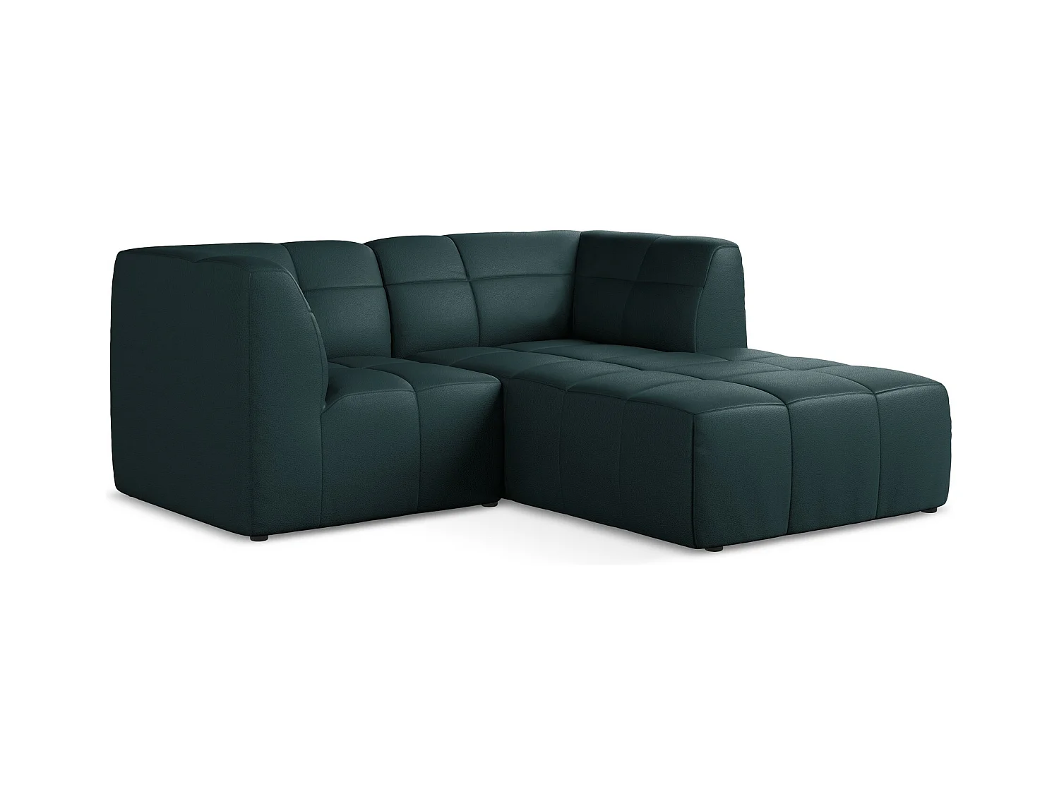 Canapé d'angle 2,5 places modulaire droit en similicuir - marin - ALOHA