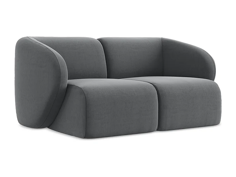 Modułowa sofa 2-osobowa - z tkaniny welwetowej - stalowy - LANI