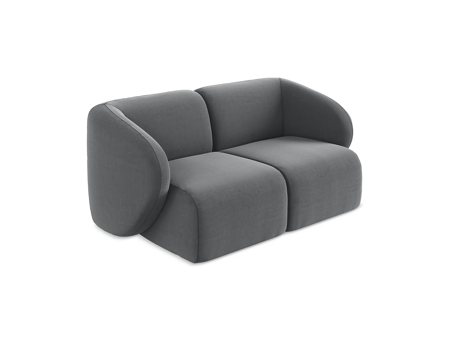 Modułowa sofa 2-osobowa - z tkaniny welwetowej - stalowy - CERVO