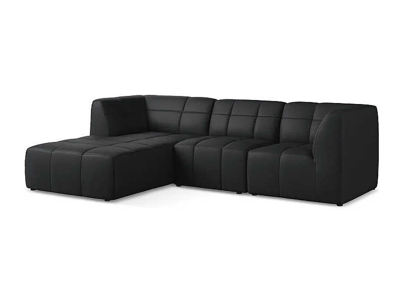 3-Sitzer Modulares Ecksofa - Ecke Links - Kunstleder - Schwarz - ALOHA