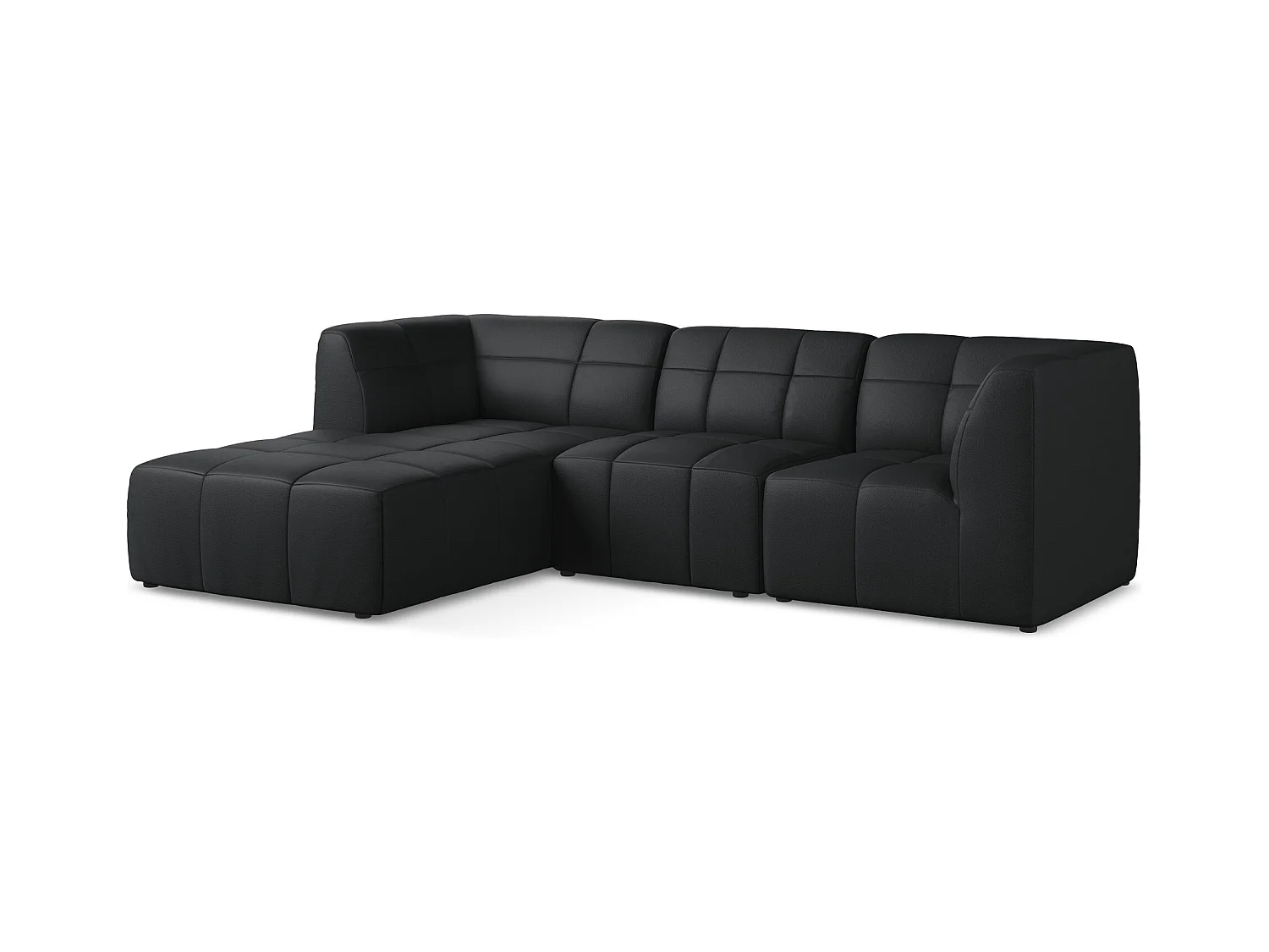 3-Sitzer Modulares Ecksofa - Ecke Links - Kunstleder - Schwarz - ALOHA