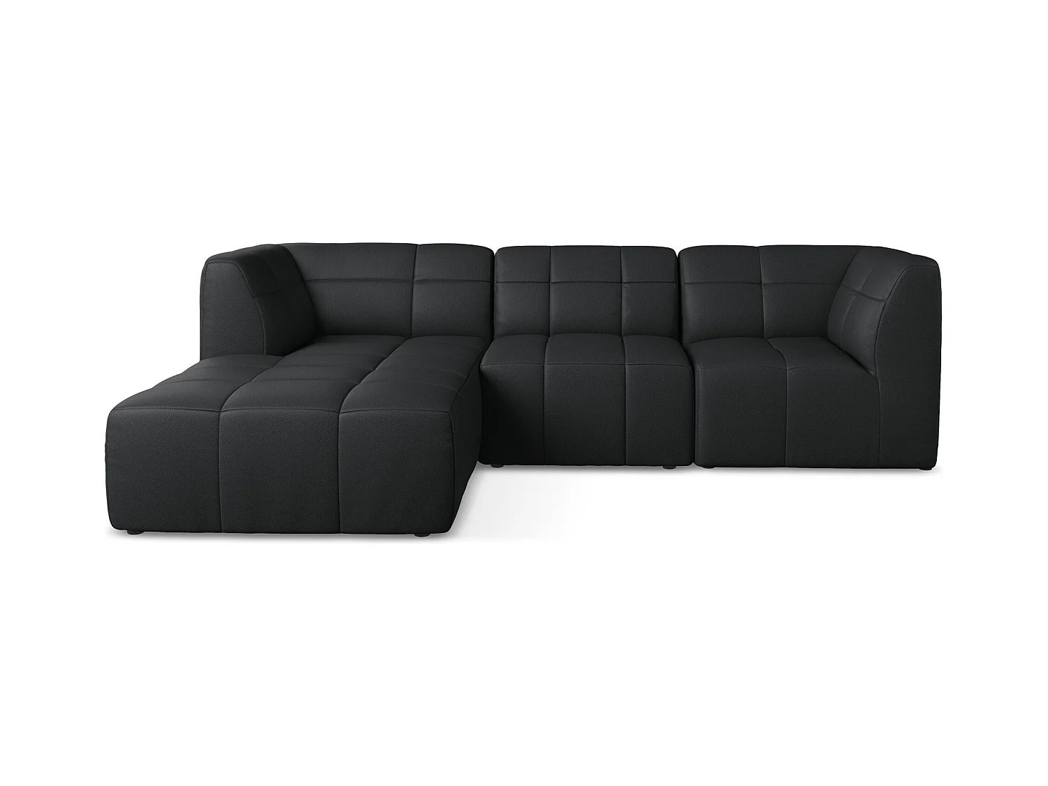 3-Sitzer Modulares Ecksofa - Ecke Links - Kunstleder - Schwarz - ALOHA