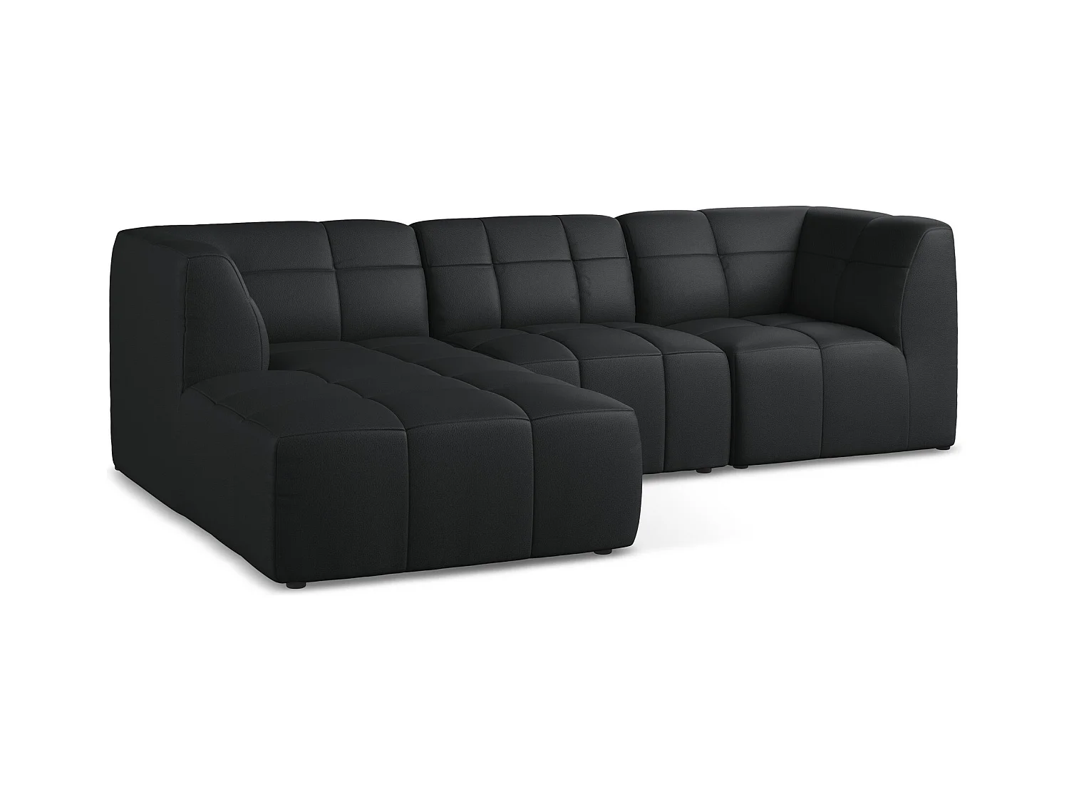 3-Sitzer Modulares Ecksofa - Ecke Links - Kunstleder - Schwarz - ALOHA
