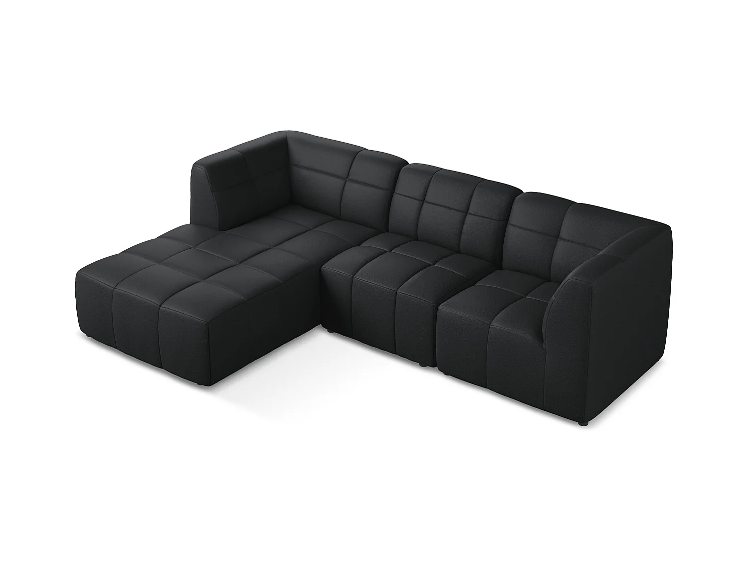 3-Sitzer Modulares Ecksofa - Ecke Links - Kunstleder - Schwarz - ALOHA