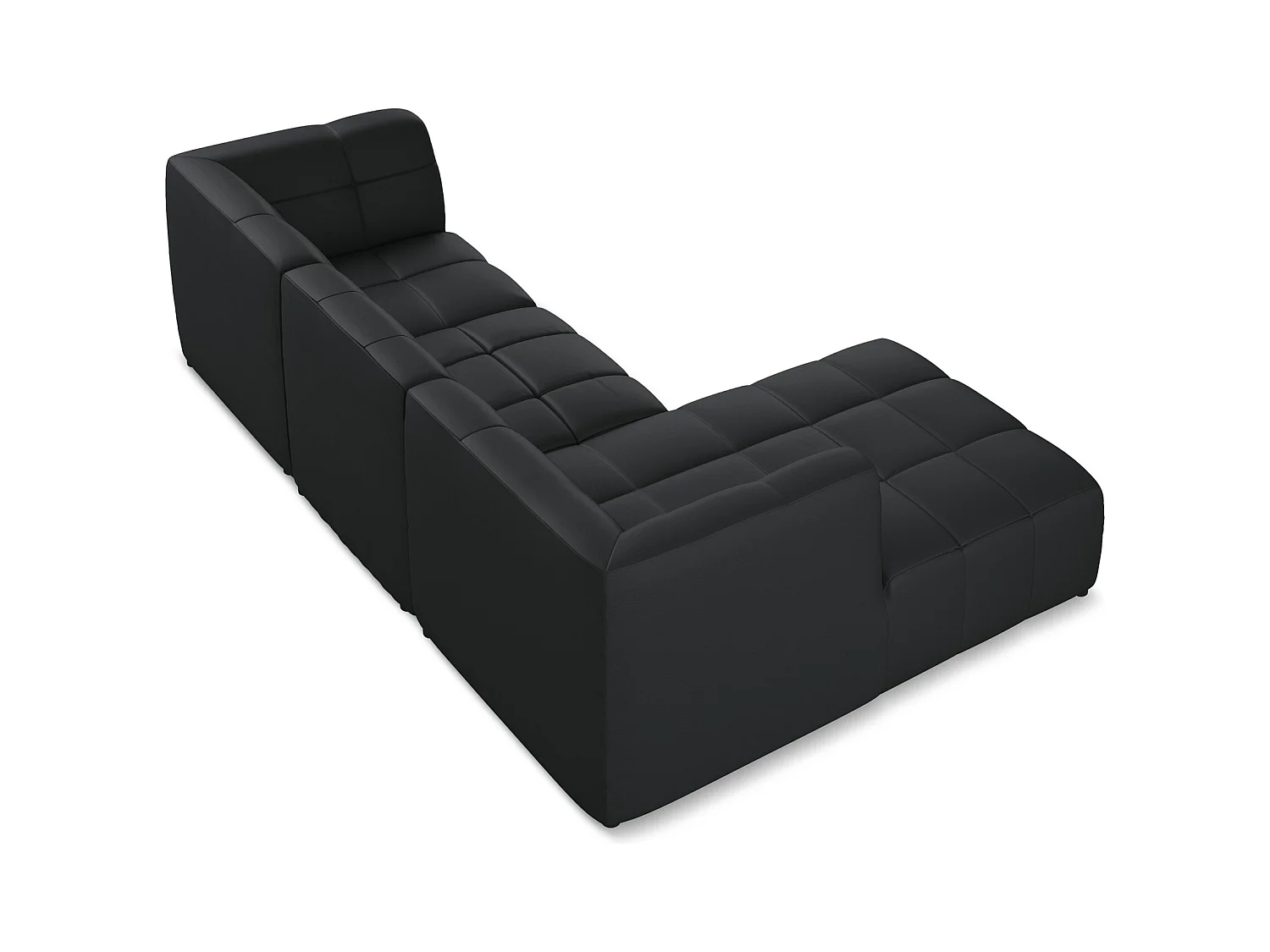 3-Sitzer Modulares Ecksofa - Ecke Links - Kunstleder - Schwarz - ALOHA