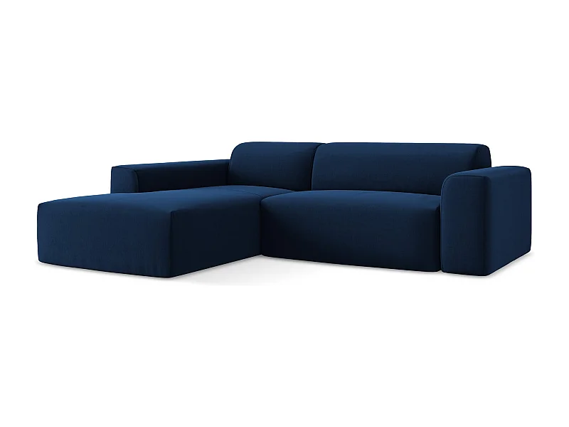 Canapé d'angle 3 places modulaire gauche en velours - bleu royal - KELI