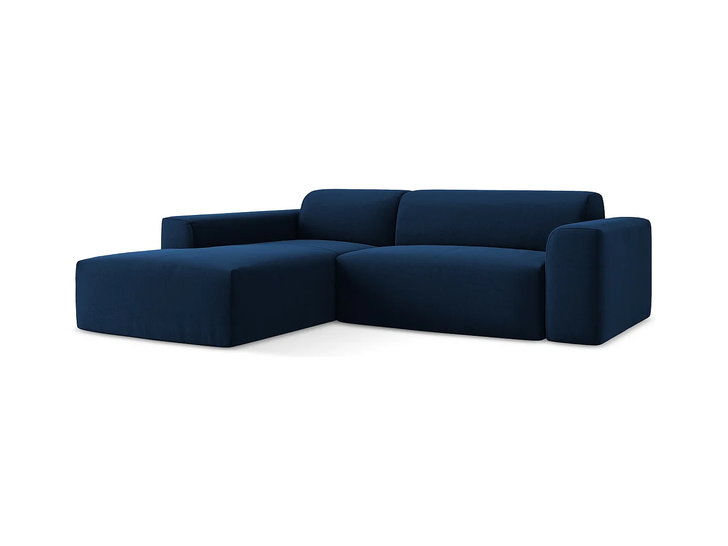 Canapé d'angle 3 places modulaire gauche en velours - bleu royal - KELI