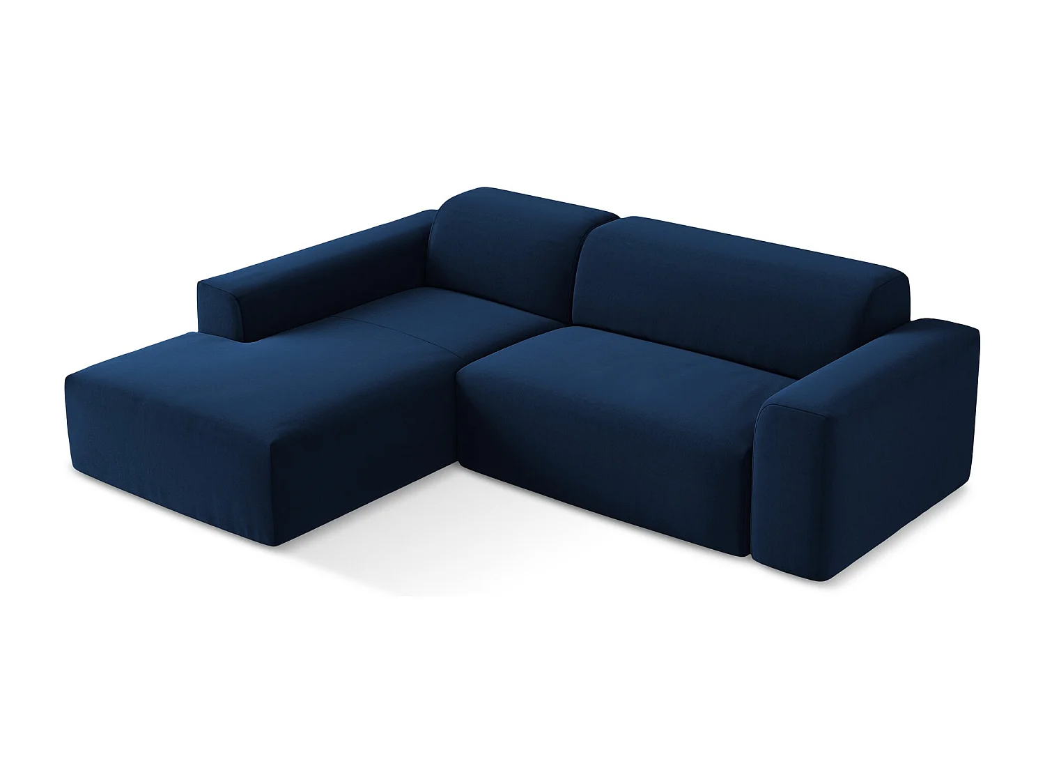 Canapé d'angle 3 places modulaire gauche en velours - bleu royal - KELI