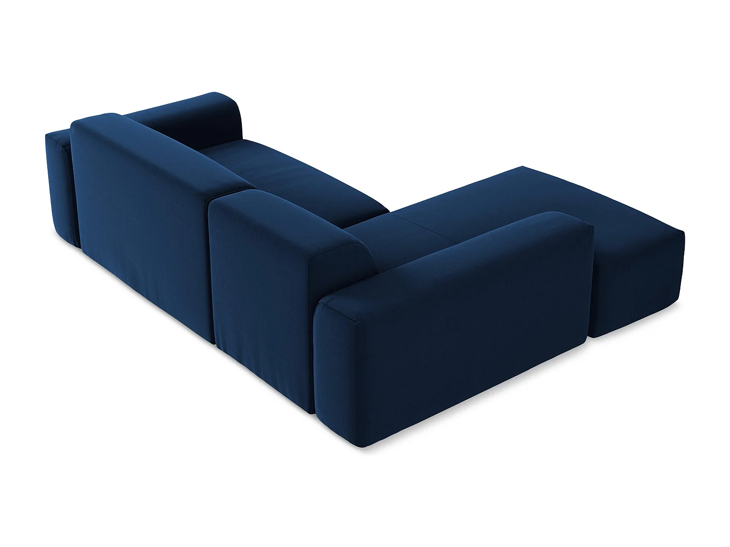 Canapé d'angle 3 places modulaire gauche en velours - bleu royal - KELI