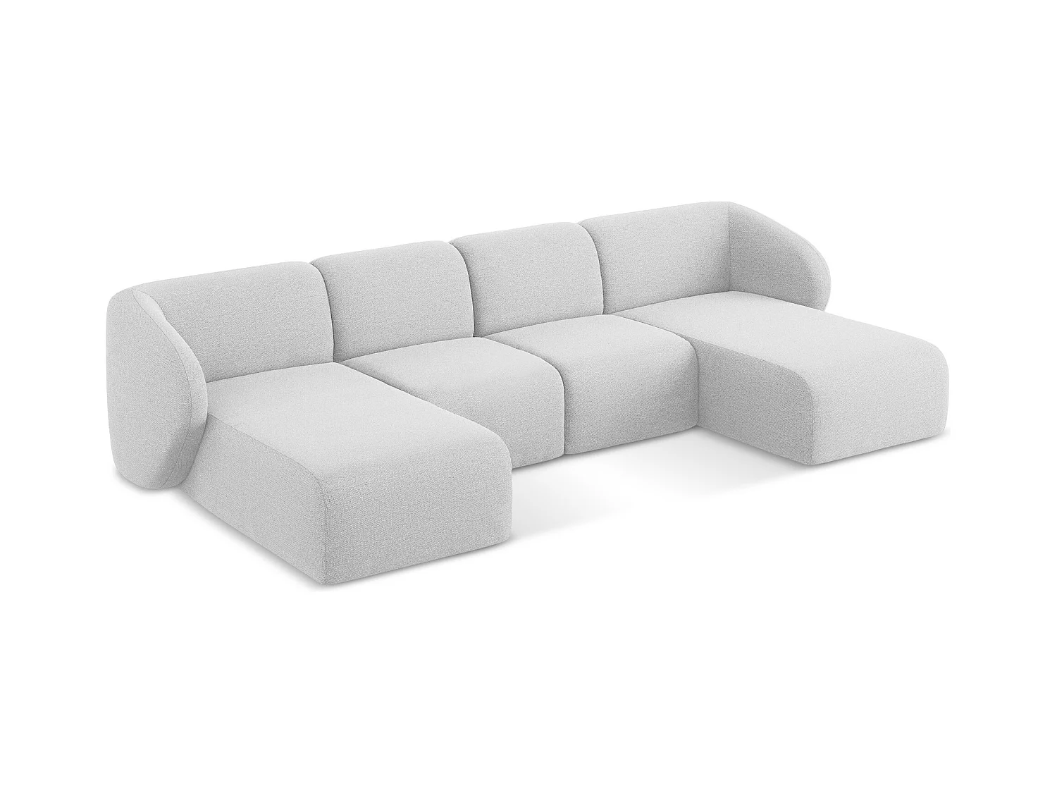 Große Wohnlandschaft - - Bouclé - Silber - LANI