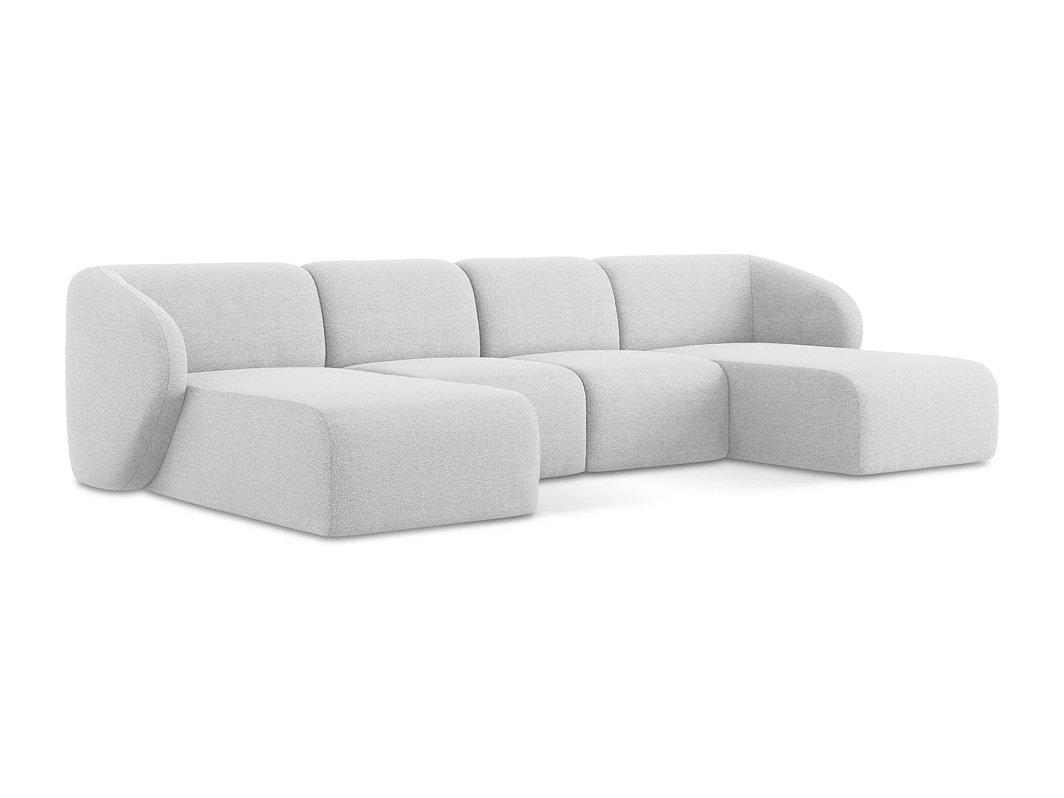 Sofa panoramiczna - z tkaniny bouclé - srebrny - LANI
