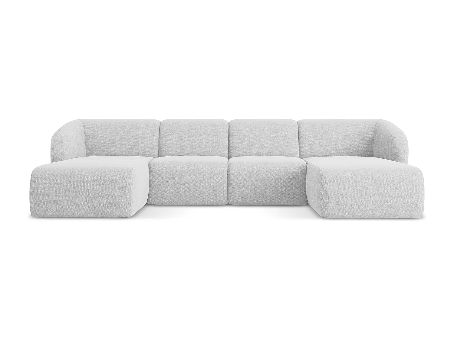 Sofa panoramiczna - z tkaniny bouclé - srebrny - LANI