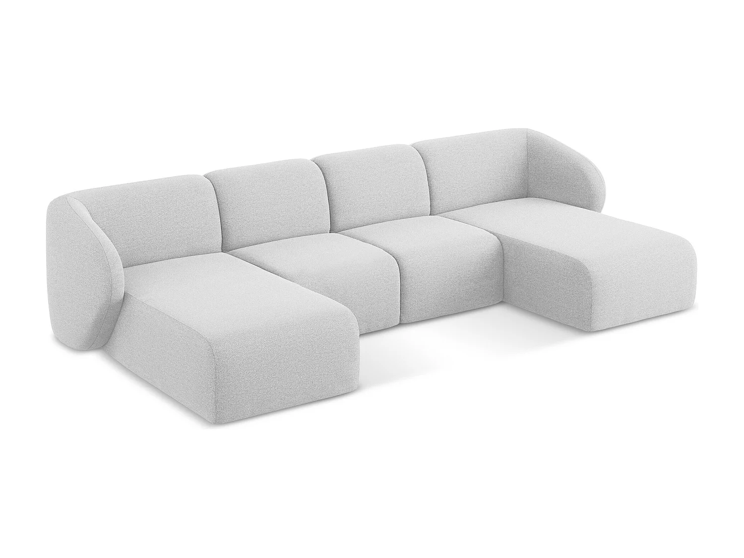 Sofa panoramiczna - z tkaniny bouclé - srebrny - LANI