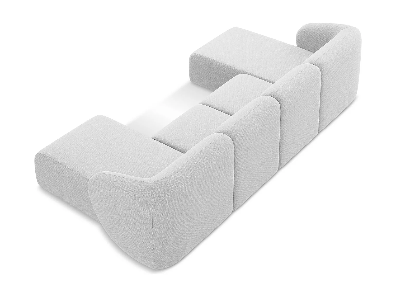 Sofa panoramiczna - z tkaniny bouclé - srebrny - LANI