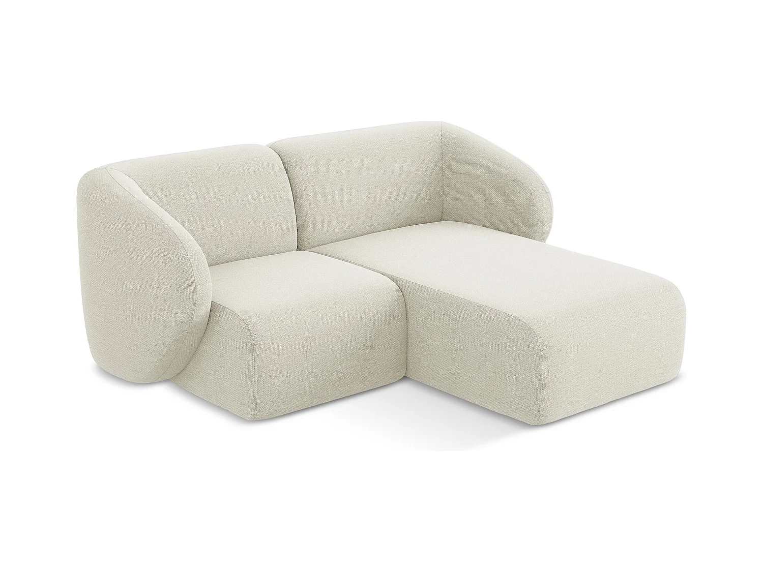 Modulaire hoekbank rechts van zand bouclé - LANI