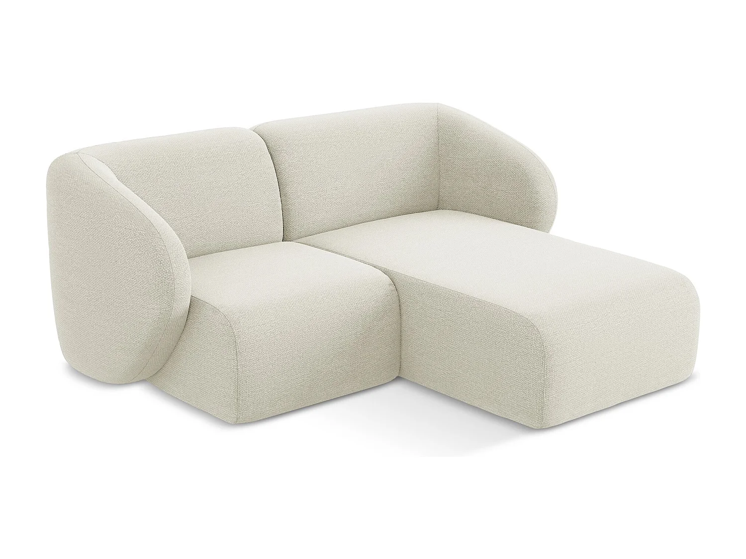 Modulaire hoekbank rechts van zand bouclé - LANI