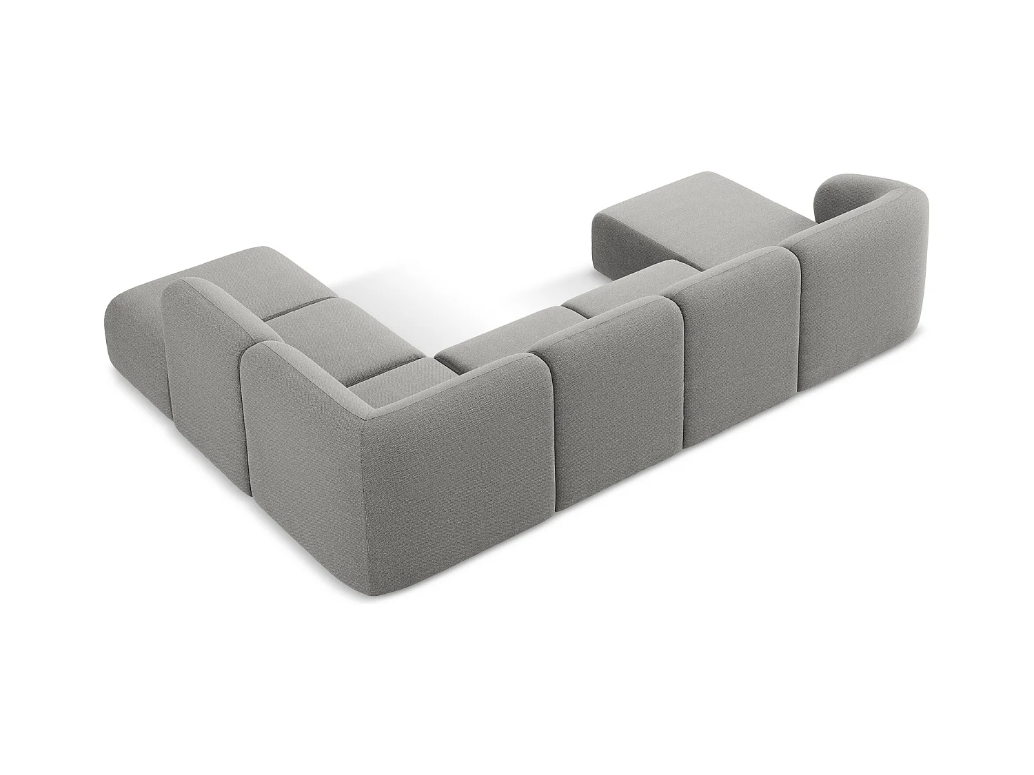 Sofa panoramiczna prawa - z tkaniny bouclé - jasny szary - LANI