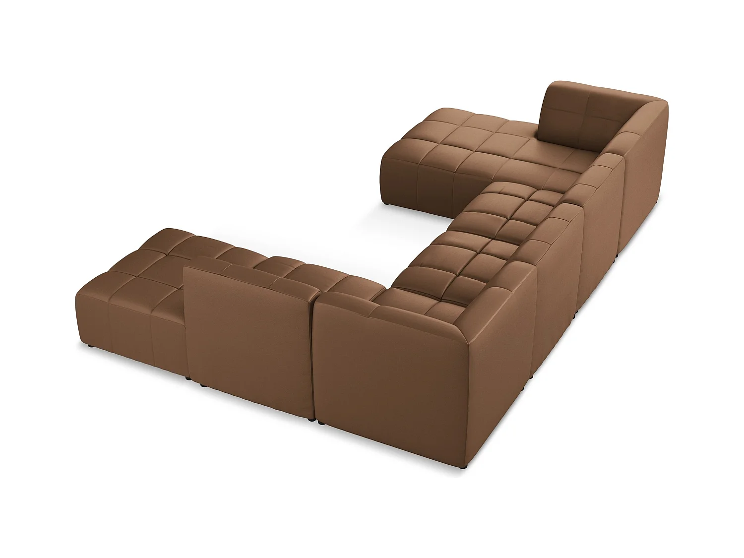 Panoramische hoekbank van chocolade kunstleer - ALOHA