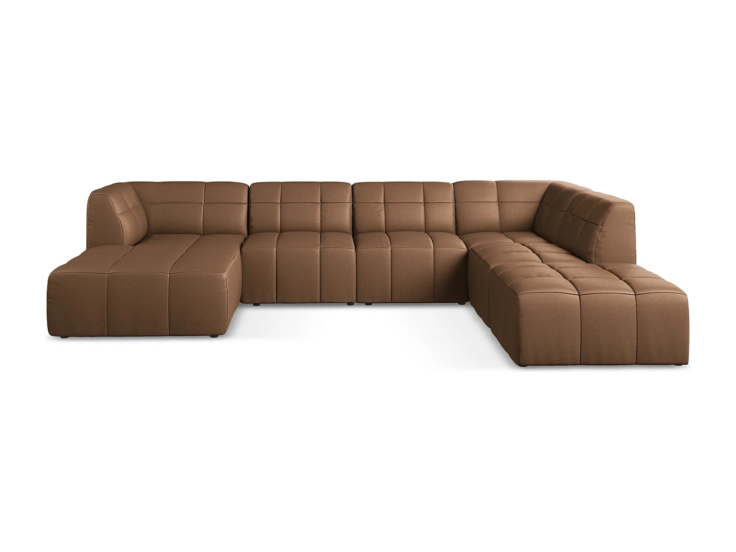 Sofá de canto panorâmico 5 lugares em couro sintético chocolate - ALOHA
