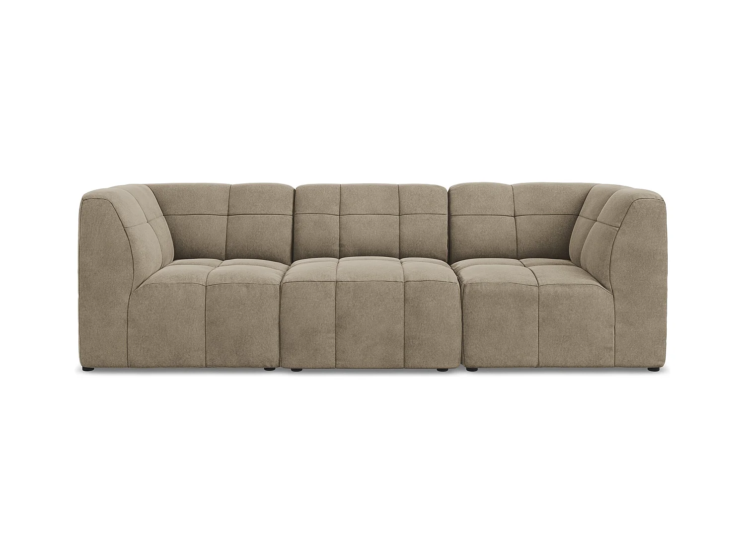 Driezits modulaire bank van beige velours - ALOHA