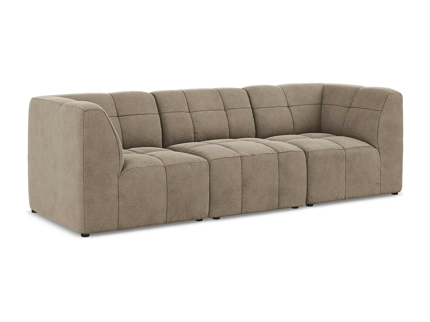 Canapé modulable 3 places en velours - beige - ALOHA