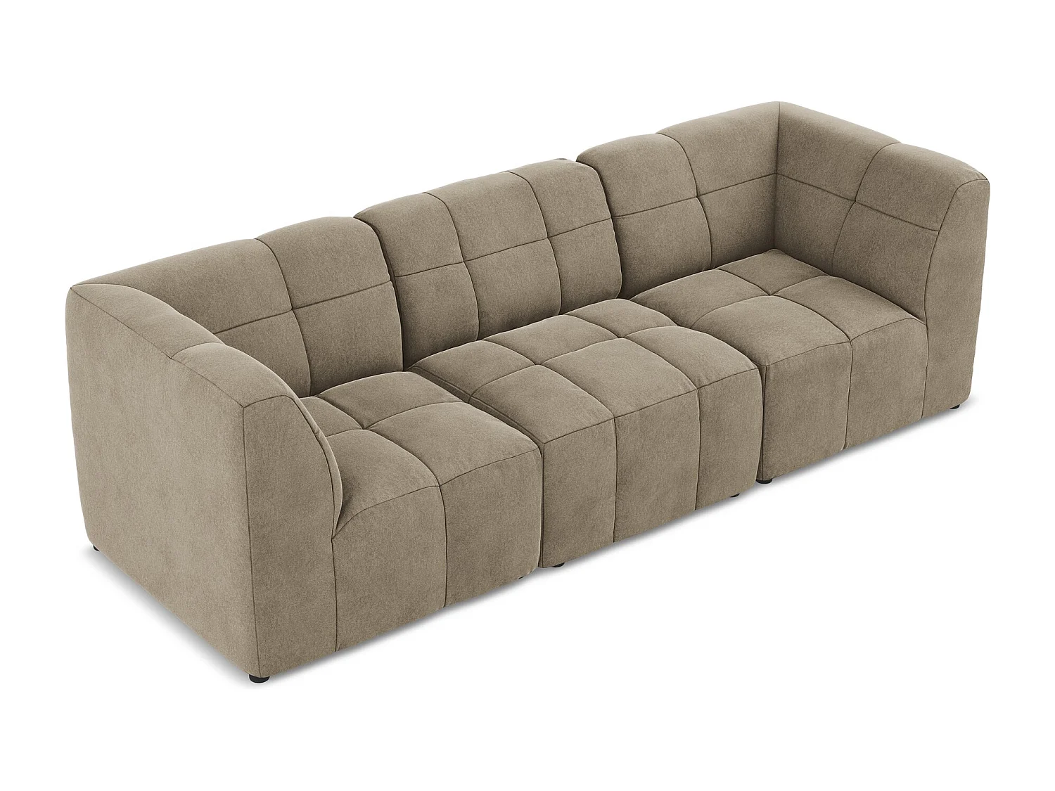 Canapé modulable 3 places en velours - beige - ALOHA