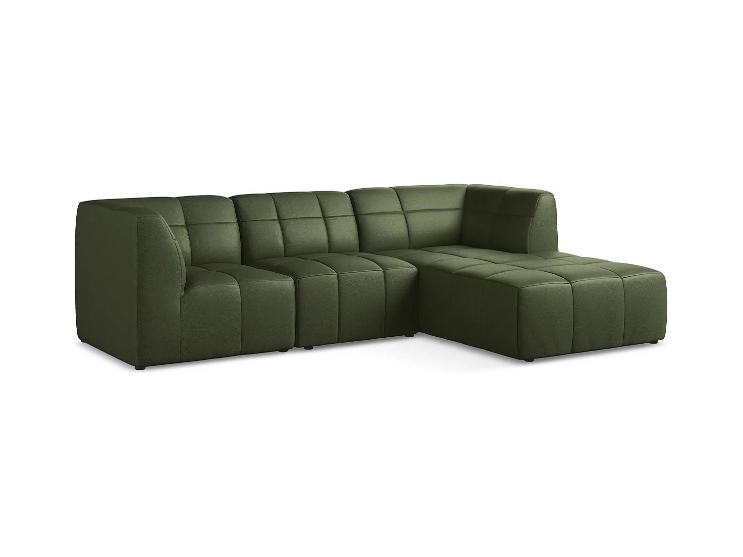 Canapé d'angle 3 places modulaire droit en similicuir - vert - ALOHA
