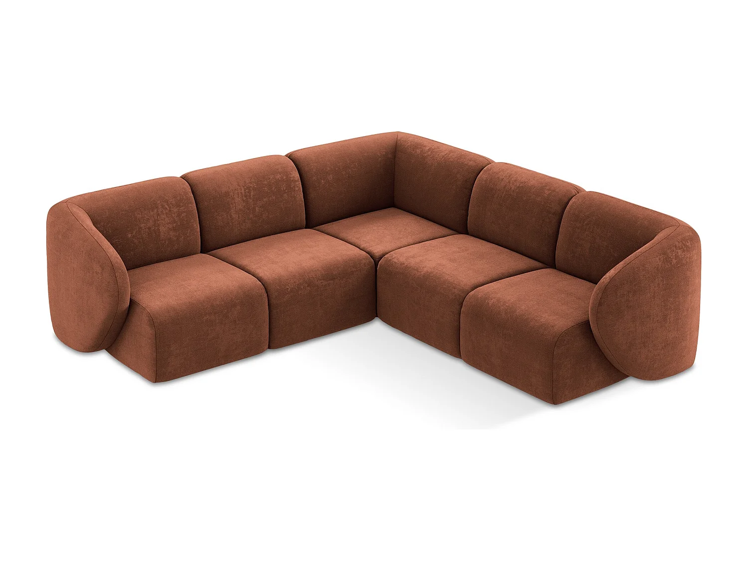 Modulaire hoekbank van terracotta chenille stof - LANI