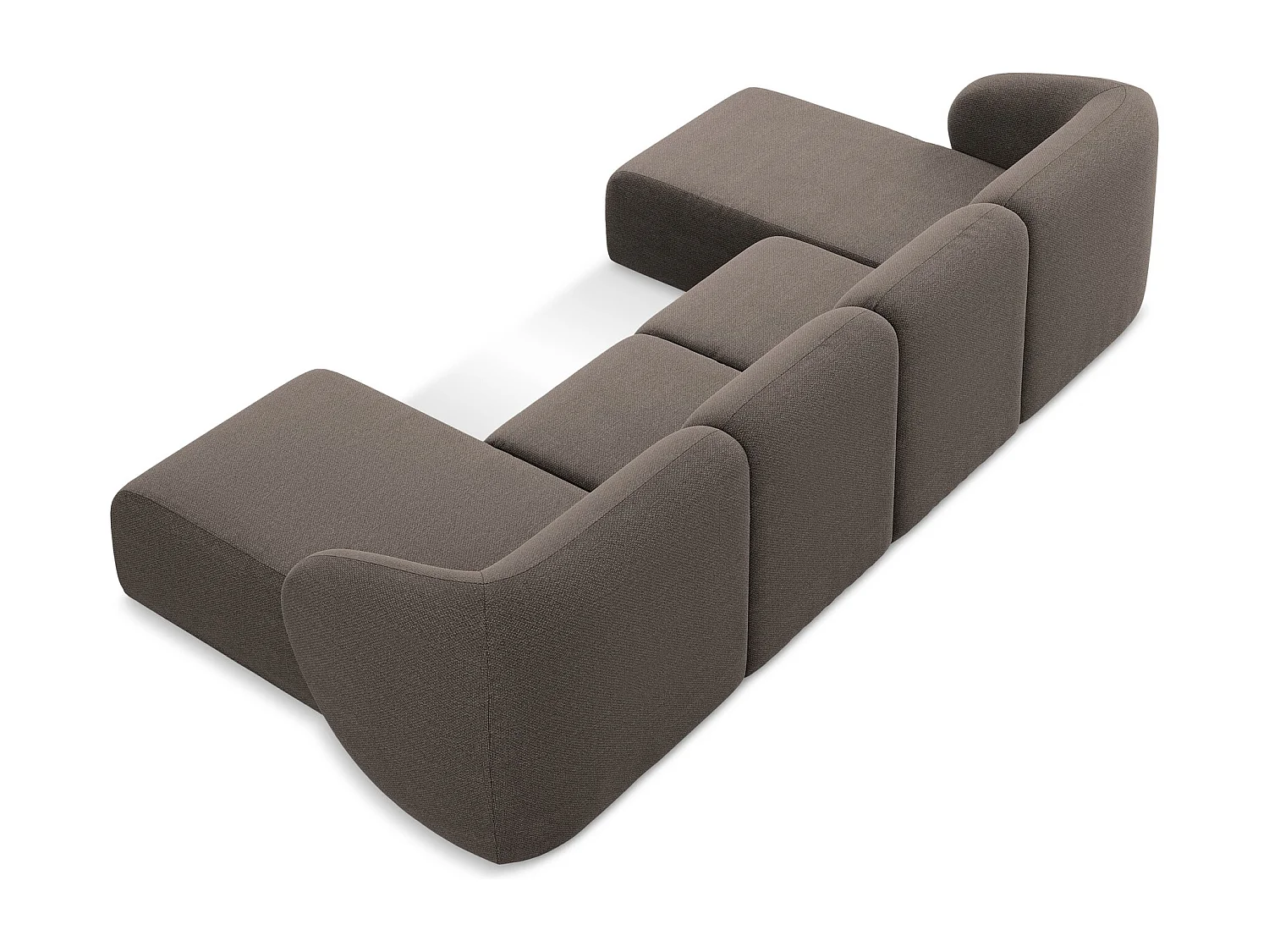 Canapé panoramique 4 places en tissu bouclette - choolat - LANI