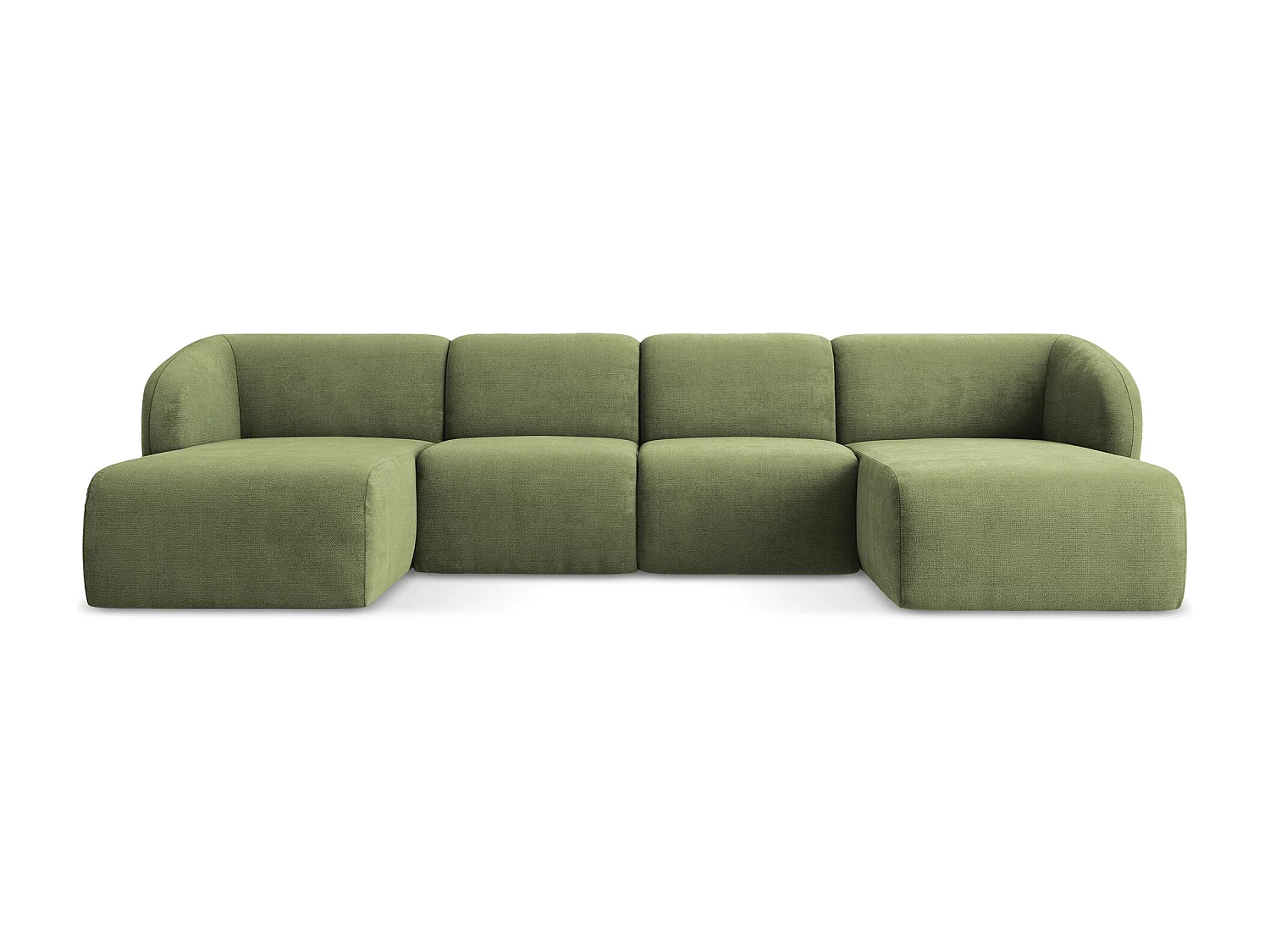 Sofa panoramiczna - z tkaniny szenilowej - zielony - LANI