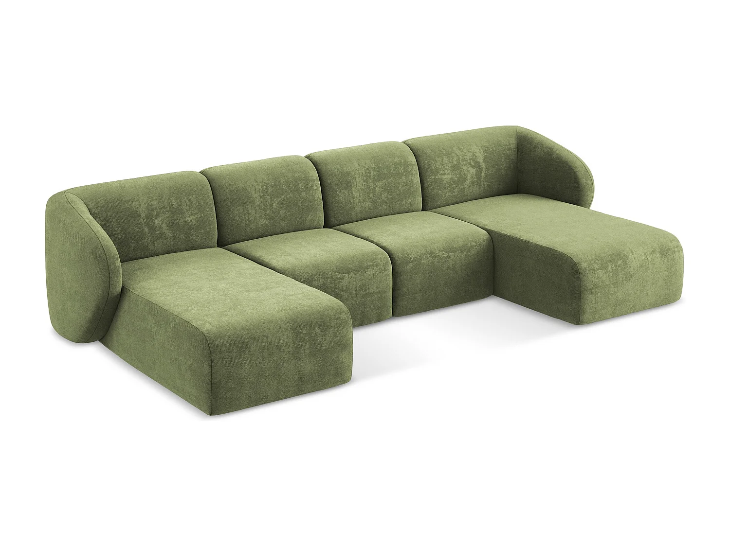 Sofa panoramiczna - z tkaniny szenilowej - zielony - LANI