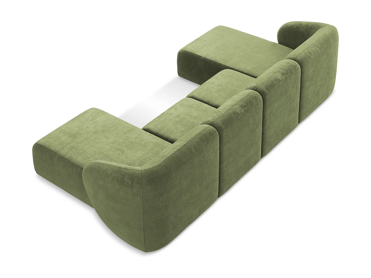 Sofa panoramiczna - z tkaniny szenilowej - zielony - LANI