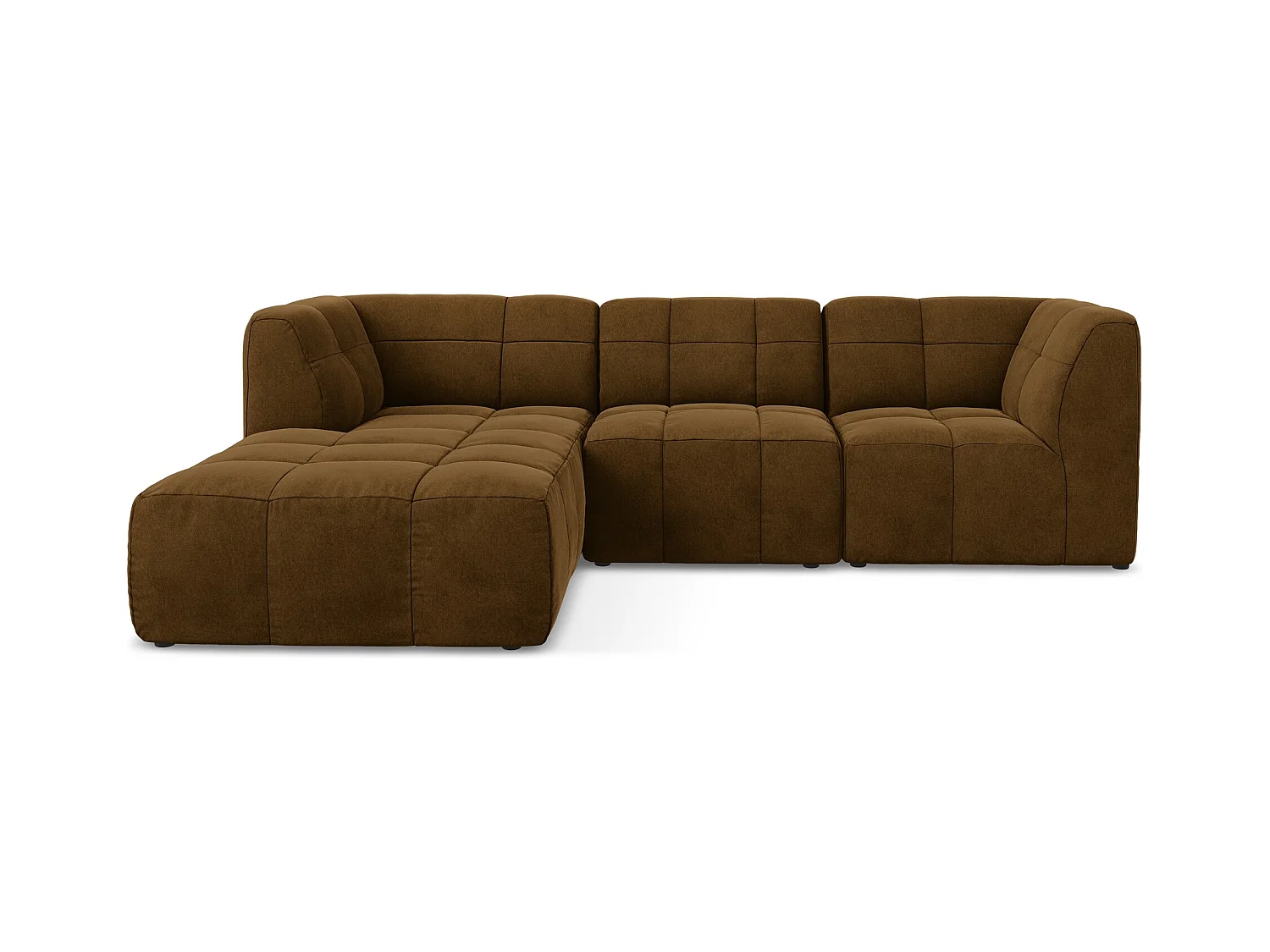 Modulaire hoekbank links van mosterdgeel velours - ALOHA