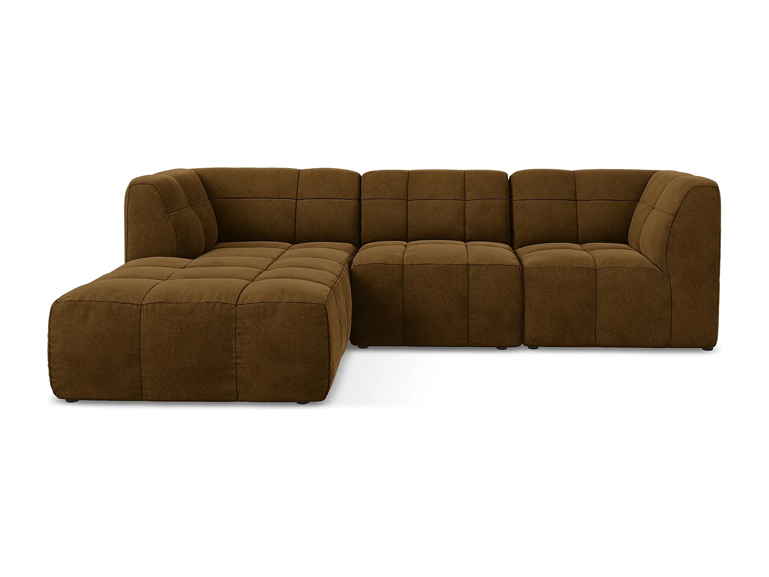 Modulaire hoekbank links van mosterdgeel velours - ALOHA