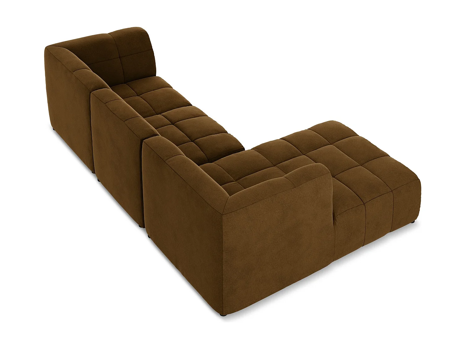 Modulaire hoekbank links van mosterdgeel velours - ALOHA