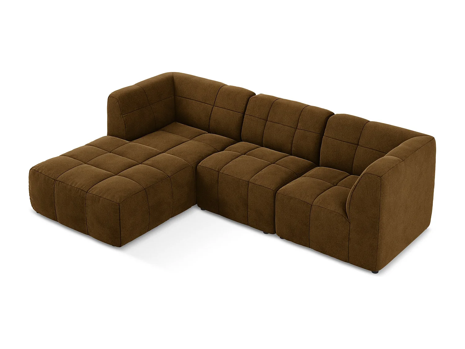 Modulaire hoekbank links van mosterdgeel velours - ALOHA