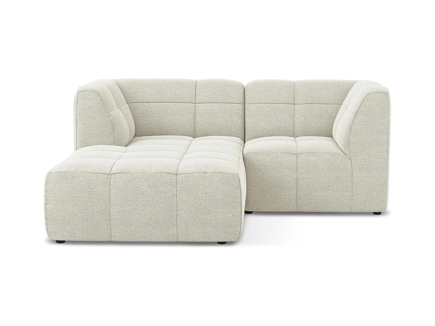 Canapé d'angle 2,5 places modulaire gauche en tissu bouclette - sable - ALOHA