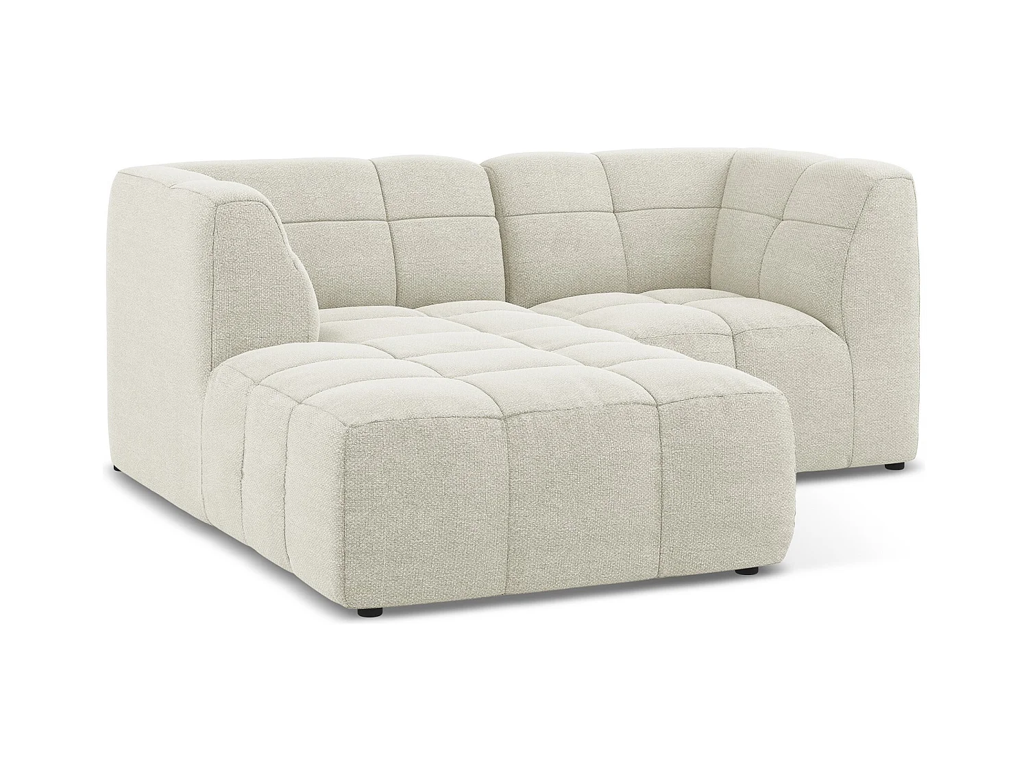 Canapé d'angle 2,5 places modulaire gauche en tissu bouclette - sable - ALOHA