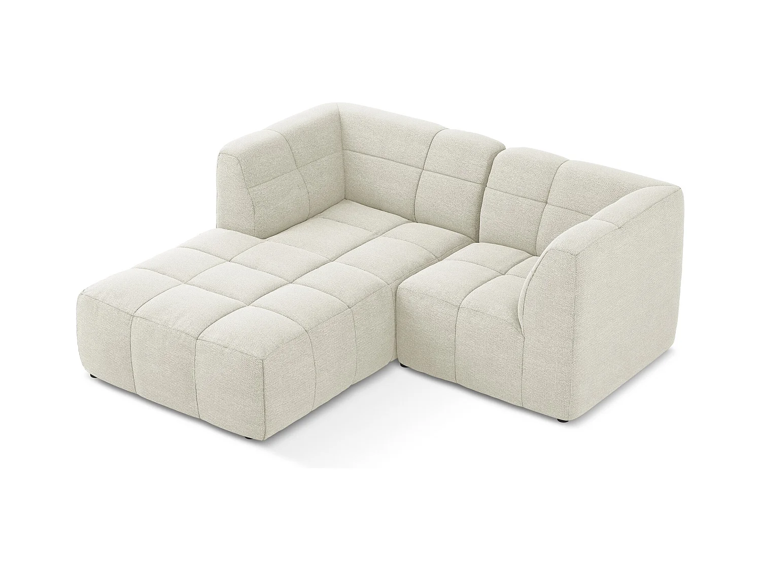 Canapé d'angle 2,5 places modulaire gauche en tissu bouclette - sable - ALOHA