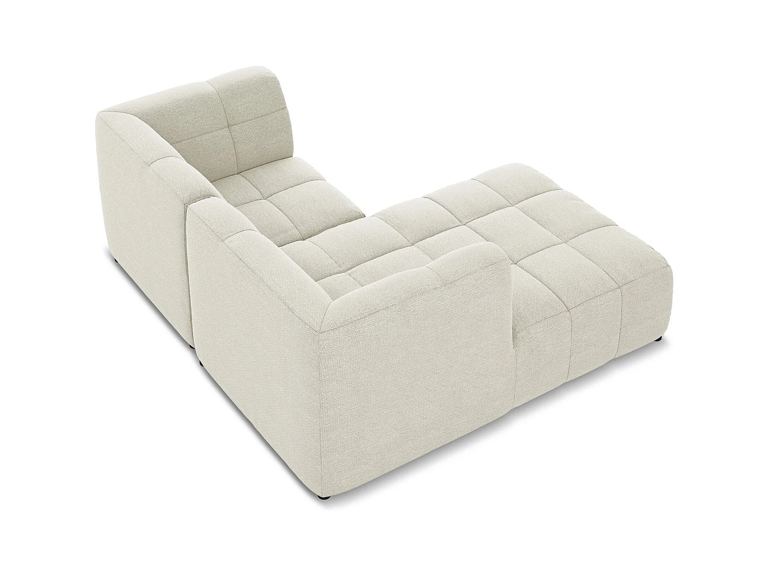 Canapé d'angle 2,5 places modulaire gauche en tissu bouclette - sable - ALOHA