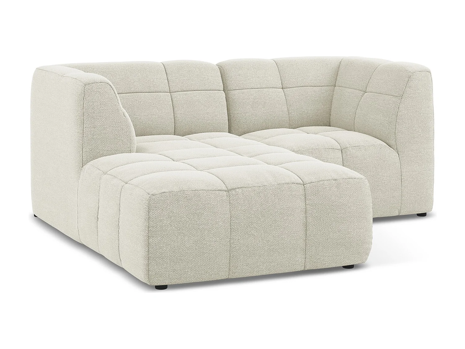 Narożnik lewostronny - z tkaniny bouclé - piaskowy - ALOHA