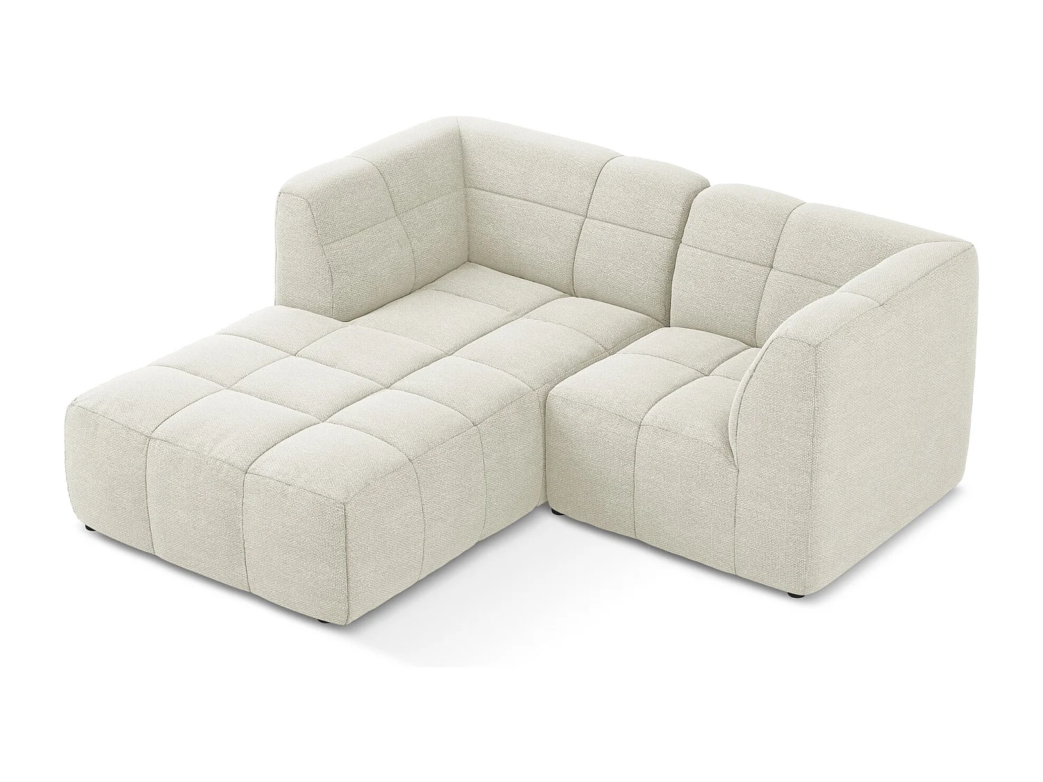 Narożnik lewostronny - z tkaniny bouclé - piaskowy - ALOHA