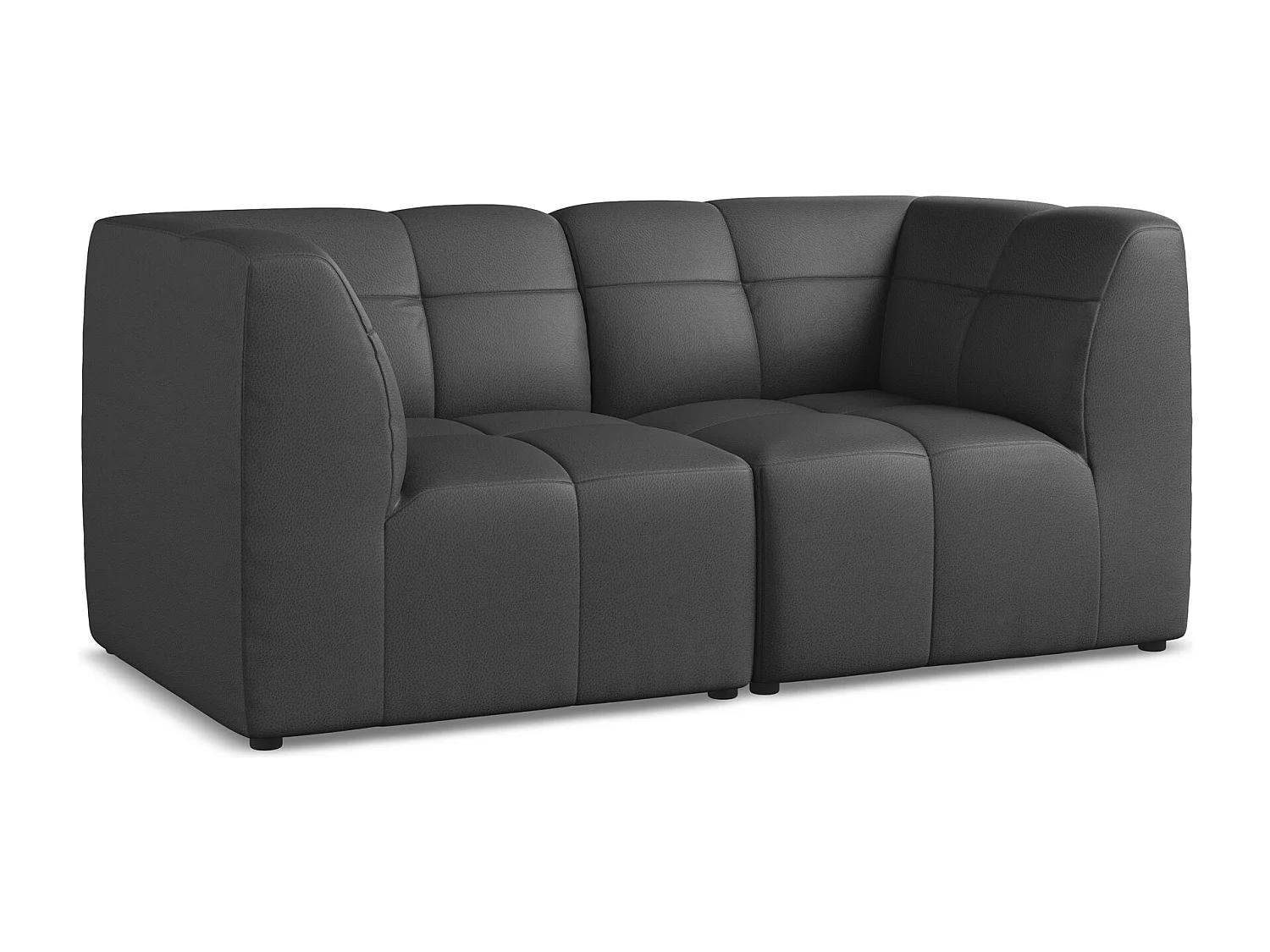 Sofá modular 2 lugares em couro sintético cinza - ALOHA