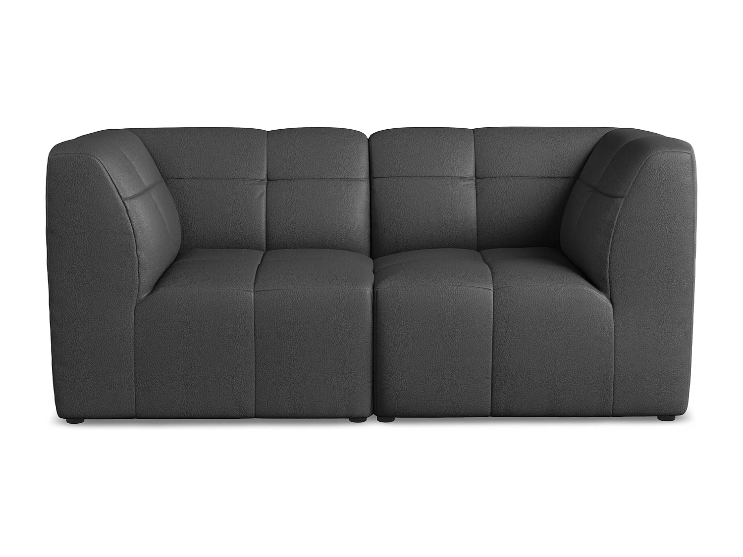 Sofá modular 2 lugares em couro sintético cinza - ALOHA